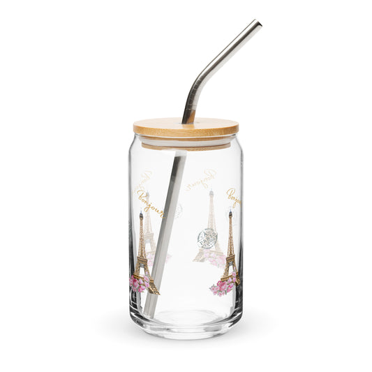 Paris Eiffel Tower Theme Bonjour Can-shaped Glass by EraofInk