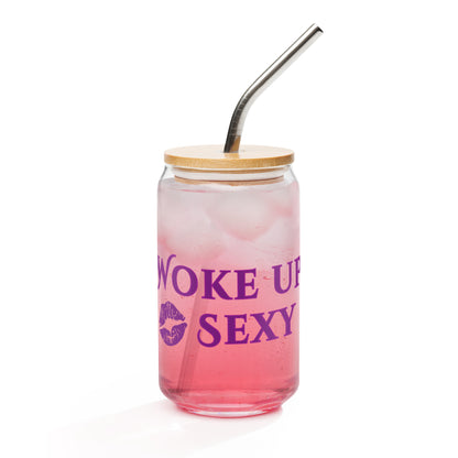 Woke Up Sexy Kiss Lips Can-shaped Glass by EraofInk