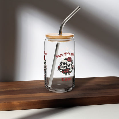 Lace Trimmed Danger Goth Style Gothic Girl Design Can-shaped Glass by EraofInk