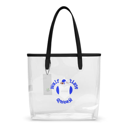 Halftime Queen Football Clear Stadium Approved Tote Bag Cheer for the Blue & White Team by EraofInk