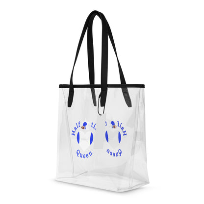 Halftime Queen Football Clear Stadium Approved Tote Bag Cheer for the Blue & White Team by EraofInk