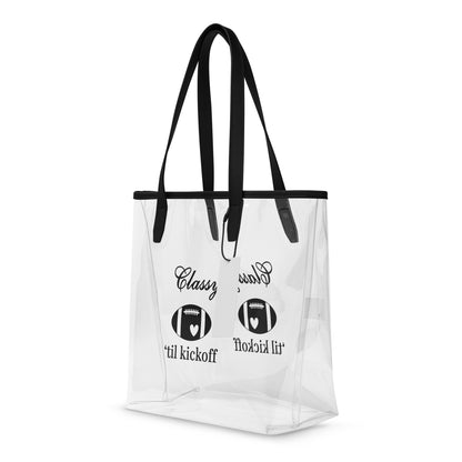 Classy 'Til Kickoff Football Clear Stadium Approved Tote Bag by EraofInk - Bag is clear printed on both sides