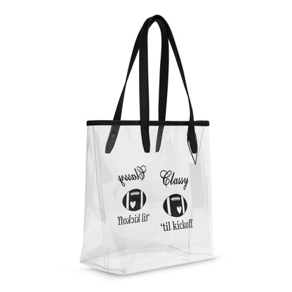 Classy 'Til Kickoff Football Clear Stadium Approved Tote Bag by EraofInk - Bag is clear printed on both sides