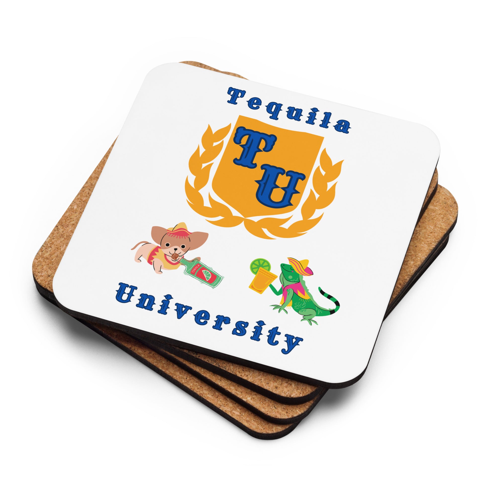 Tequila University Cork-Back Coaster by EraofInk