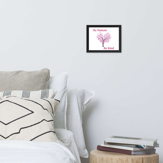 Be Patient - Be Kind - Tree with heart leaves - Framed poster - by RecreatingKrista