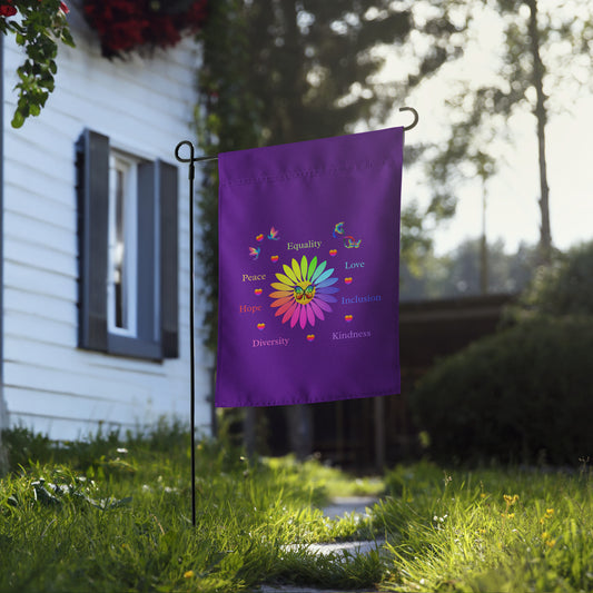 Equality Love Inclusion Kindness Diversity Hope Garden Flag by EraofInk