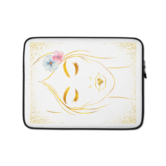 Golden Girl with Love Lips Laptop Sleeve by EraofInk