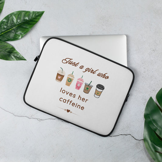 Just a Girl Who Loves Her Caffeine Laptop Sleeve by EraofInk