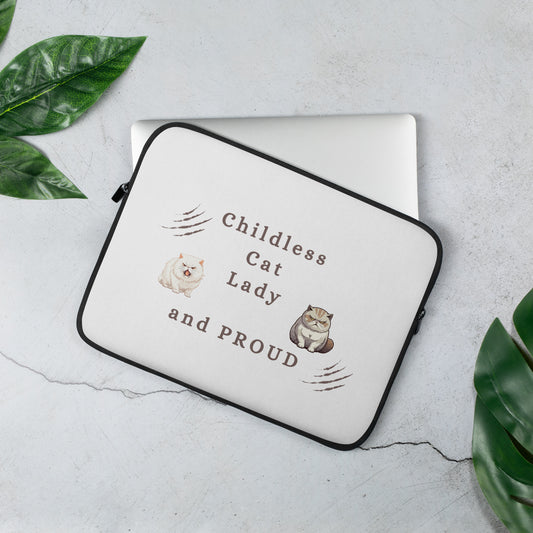 Childless Cat Lady & Proud Laptop Sleeve by EraofInk