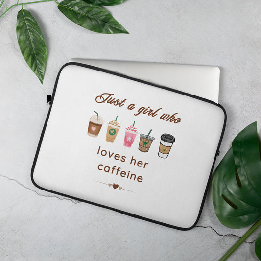 Just a Girl Who Loves Her Caffeine Laptop Sleeve by EraofInk