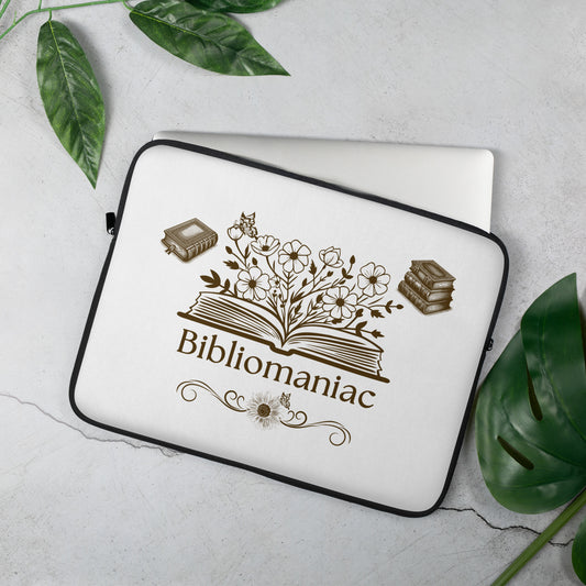 Bibliomaniac Book Lover Laptop Sleeve by EraofInk
