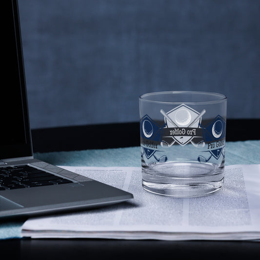 Golf Theme Rocks Glass with Pro Golfer Label - by RecreatingKrista