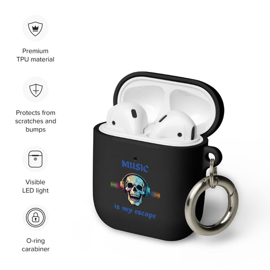 Music is My Escape Rubber Case for AirPods® by EraofInk