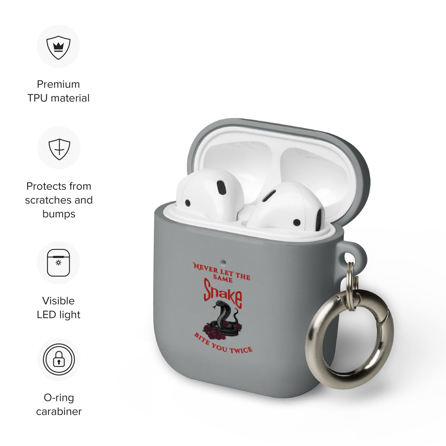 Never Let the Same Snake Bite You Twice Rubber Case for AirPods® by EraofInk