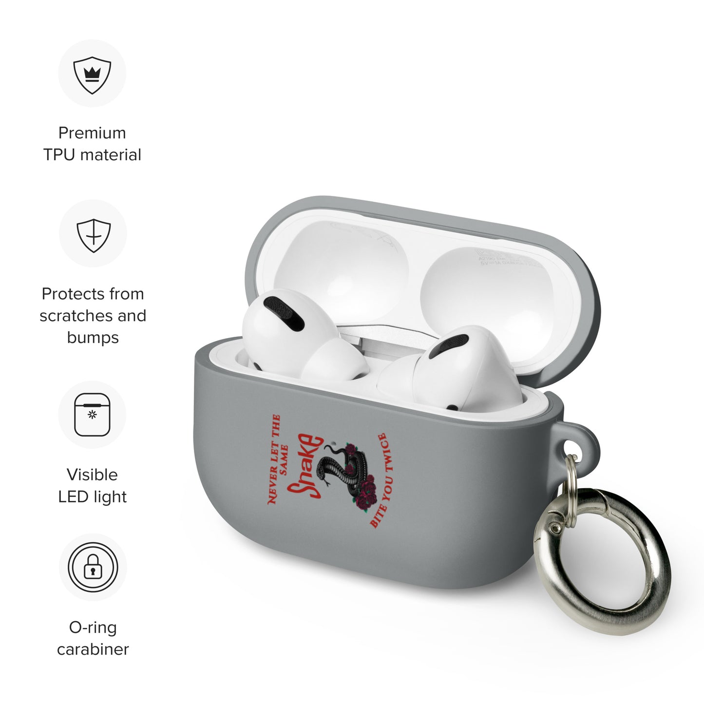 Never Let the Same Snake Bite You Twice Rubber Case for AirPods® by EraofInk