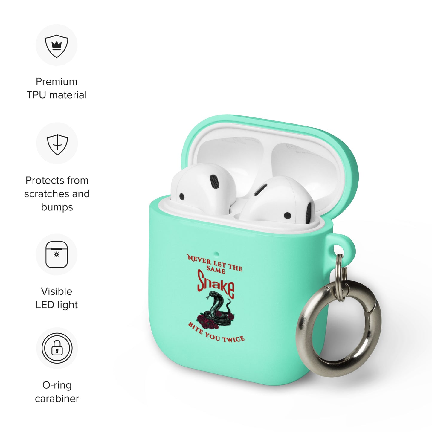 Never Let the Same Snake Bite You Twice Rubber Case for AirPods® by EraofInk