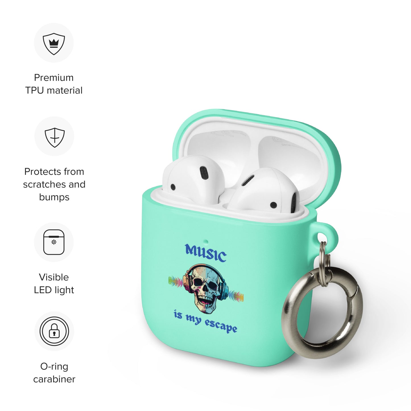 Music is My Escape Rubber Case for AirPods® by EraofInk