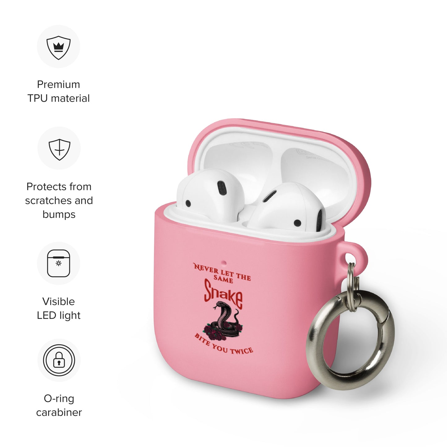 Never Let the Same Snake Bite You Twice Rubber Case for AirPods® by EraofInk