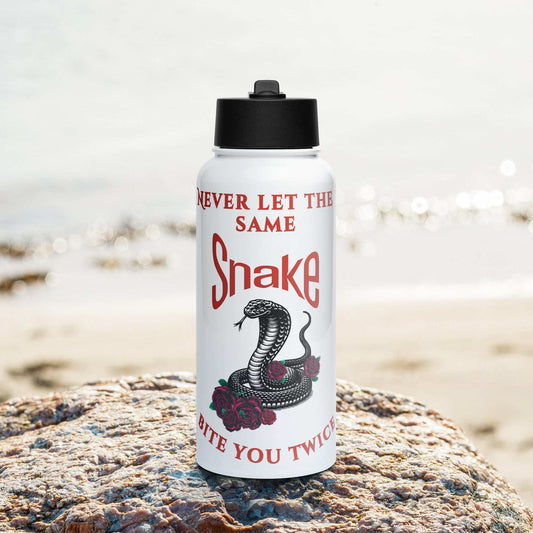 Never let the same snake bite you twice - Stainless steel water bottle with a straw lid - by RecreatingKrista