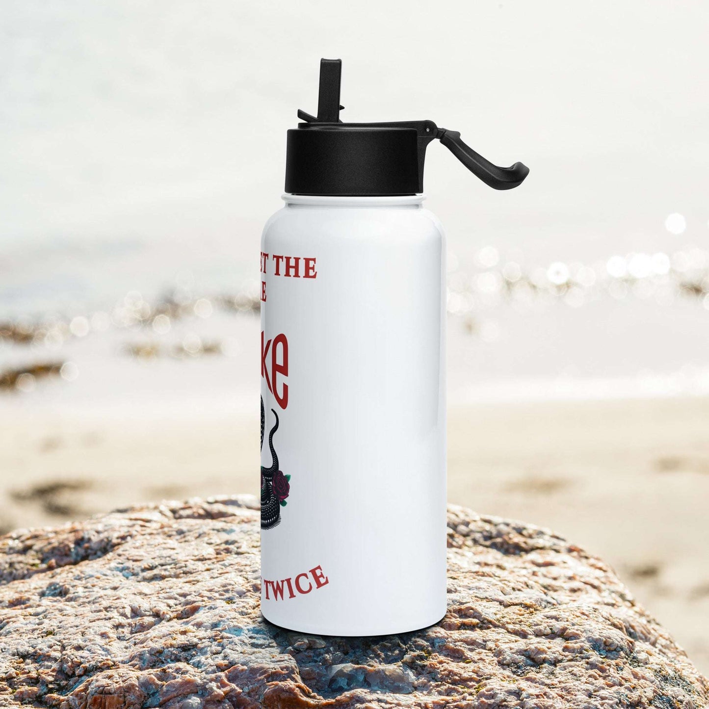 Never let the same snake bite you twice - Stainless steel water bottle with a straw lid - by RecreatingKrista