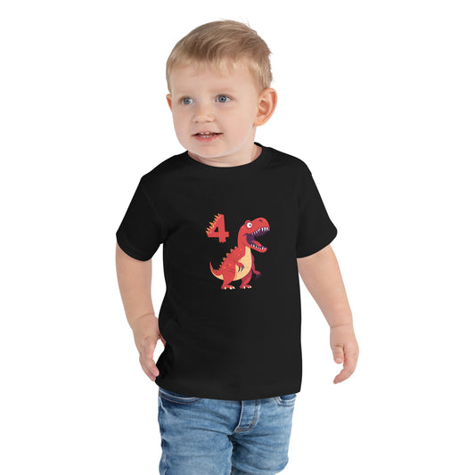 Dinosaur for 4th Birthday Toddler Tee by EraofInk