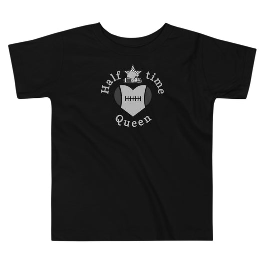 Halftime Queen Football Toddler Tee Cheer for Grey & Black Team by EraofInk