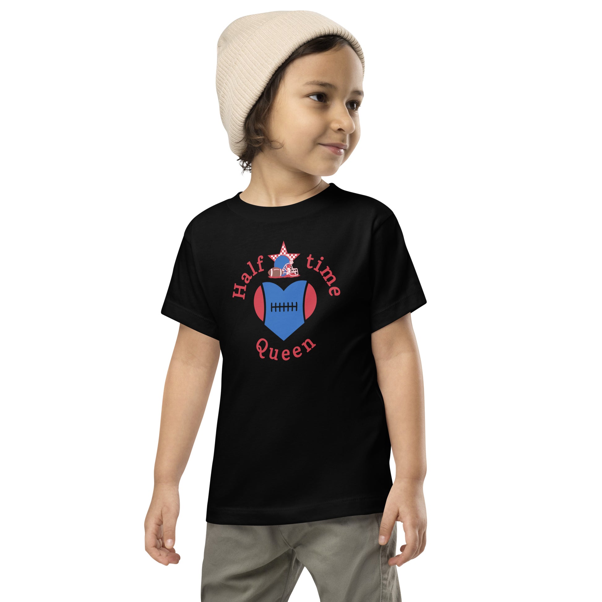 Halftime Queen Football Toddler Tee Cheer for Red & Blue Team by EraofInk