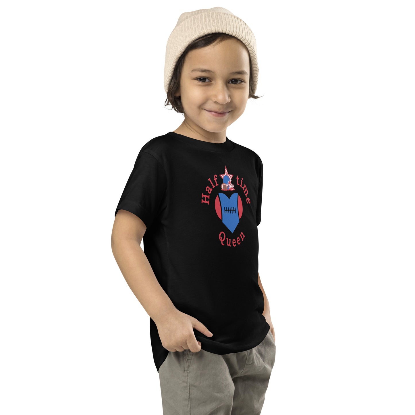 Halftime Queen Football Toddler Tee Cheer for Red & Blue Team by EraofInk