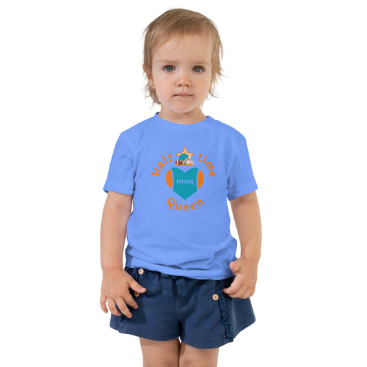 Halftime Queen Football Toddler Tee Cheer for Orange & Teal Team by EraofInk