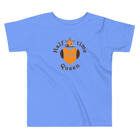 Halftime Queen Football Toddler Tee Cheer for Orange & Brown Team by EraofInk