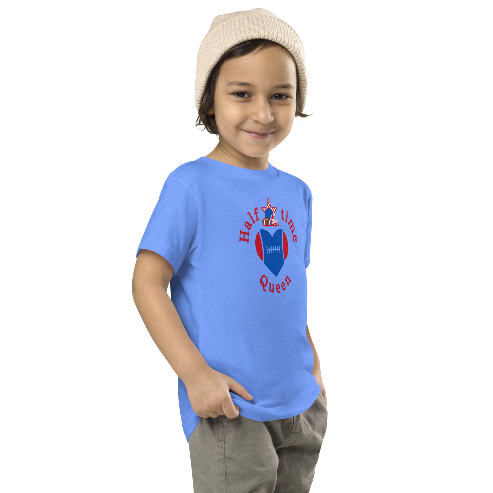 Halftime Queen Football Toddler Tee Cheer for Red & Blue Team by EraofInk