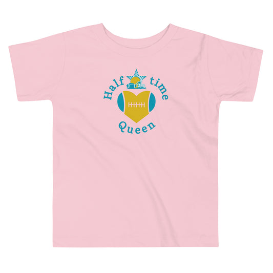 Halftime Queen Football Toddler Tee CHeer for Teal & Yellow Team by EraofInk