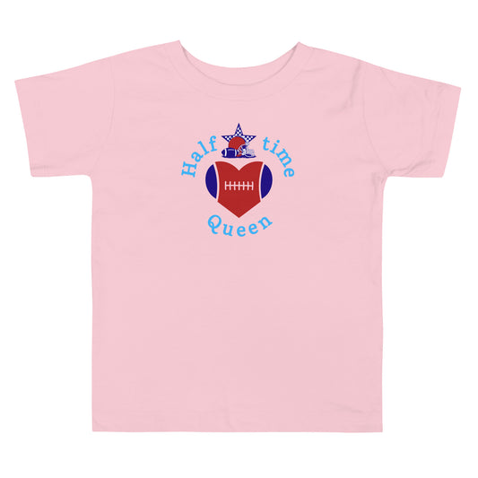Halftime Queen Football Toddler Tee Cheer for Red Navy & Sky Blue Team by EraofInk