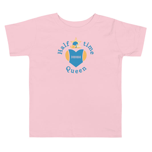 Halftime Queen Football Toddler Tee Cheer for Teal & Yellow by Eraofink