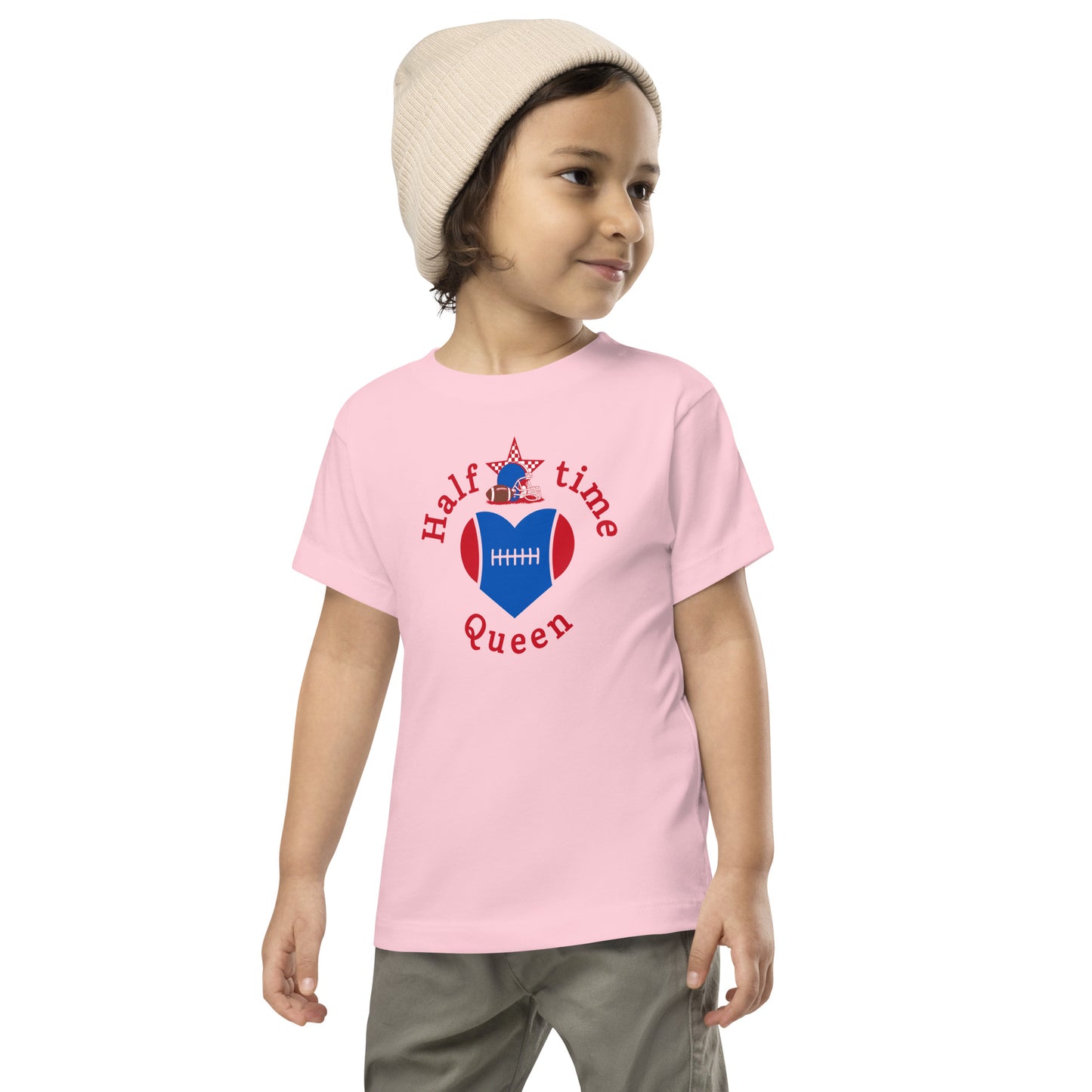Halftime Queen Football Toddler Tee Cheer for Red & Blue Team by EraofInk