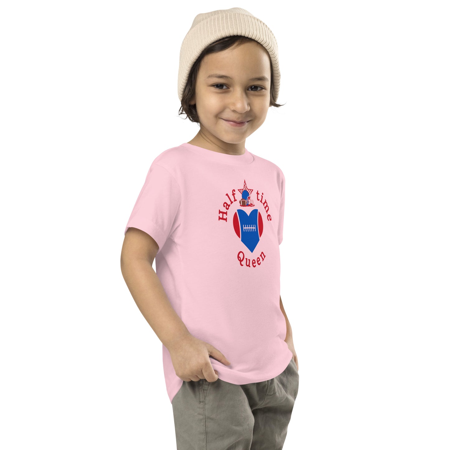 Halftime Queen Football Toddler Tee Cheer for Red & Blue Team by EraofInk