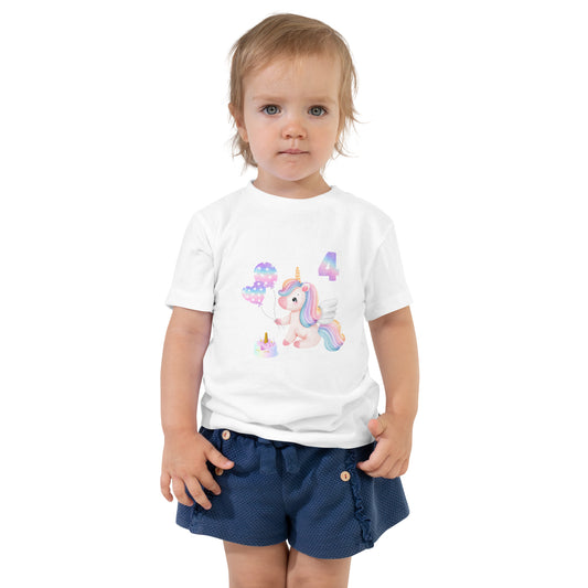 Unicorn 4th Birthday Unisex Toddler Tee by EraofInk