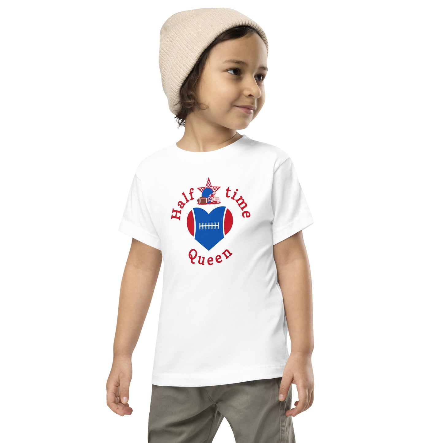Halftime Queen Football Toddler Tee Cheer for Red & Blue Team by EraofInk