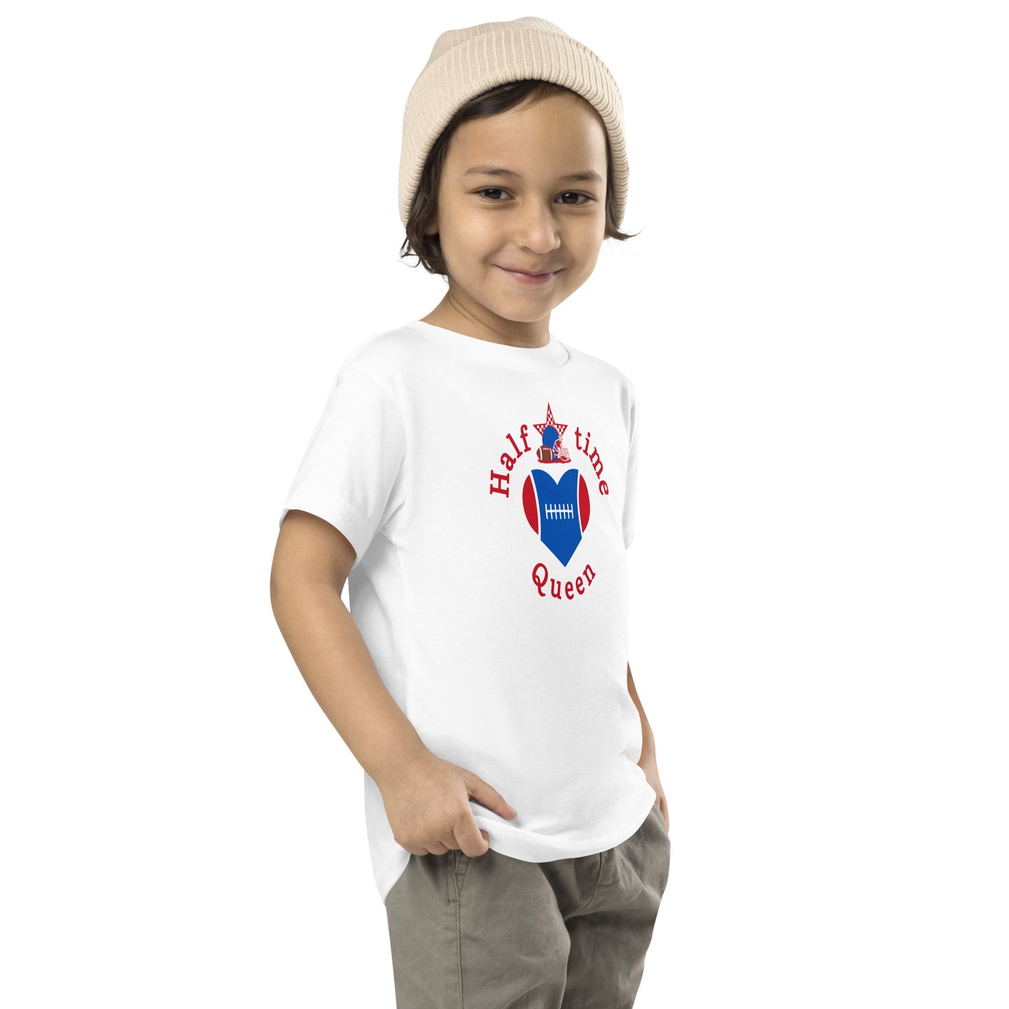 Halftime Queen Football Toddler Tee Cheer for Red & Blue Team by EraofInk
