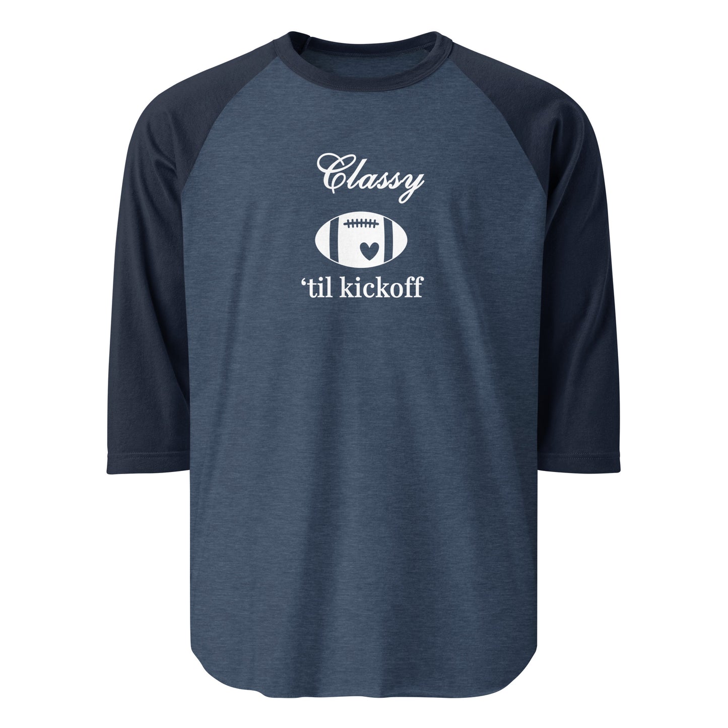 Classy 'tilm Kickoff 3/4 Sleeve Raglan Tee White Font by EraofInk