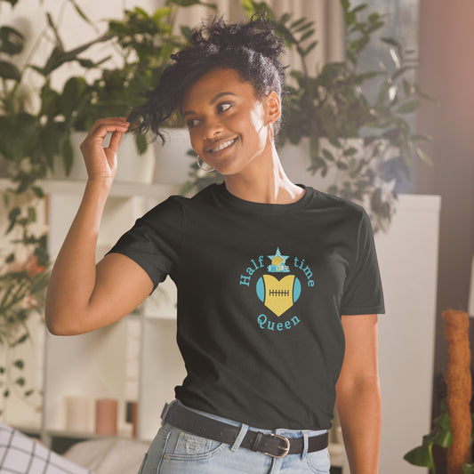Halftime Queen Football Cheer for Teal & Yellow Unisex Tee by EraofInk