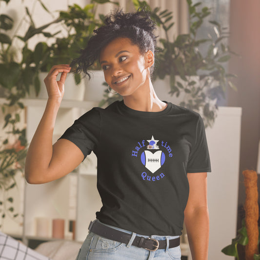 Halftime Queen Football Cheer for Blue & White Unisex Tee by EraofInk