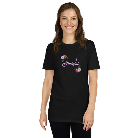 Grateful Floral Design Unisex Tee by EraofInk