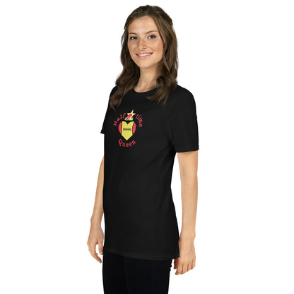 Halftime Queen Football Cheer for Red & Yellow Unisex Tee by EraofInk