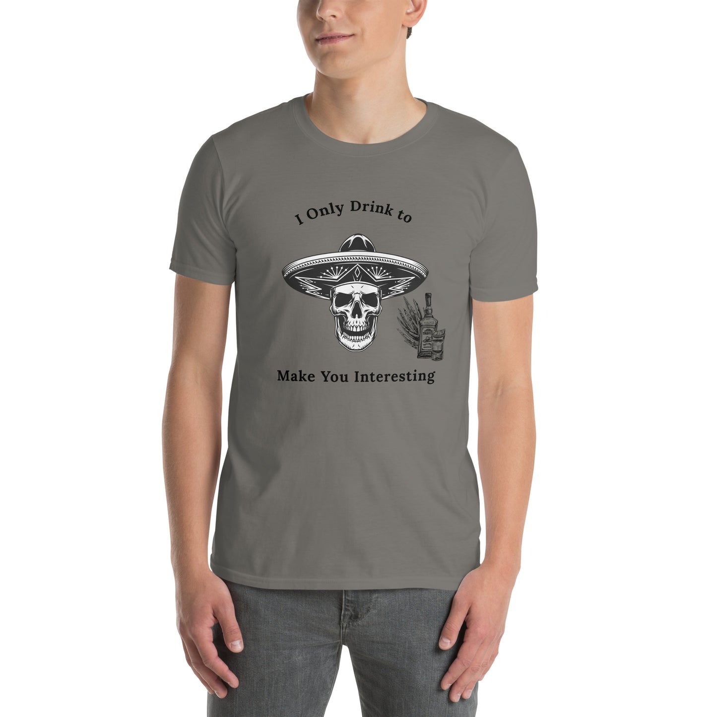 Tequila Drinker's Shirt Skull Wearing Sombrero with Tequila by EraofInk