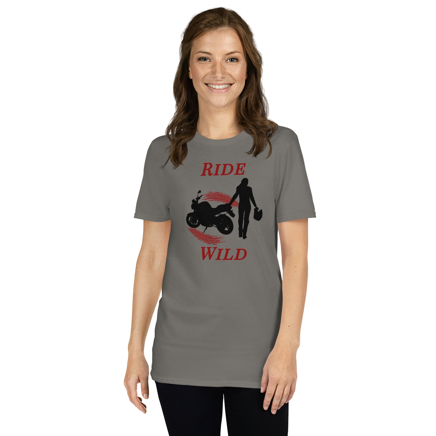 Ride Wild Motorcycle Biker Girl Unisex Tee by EraofInk