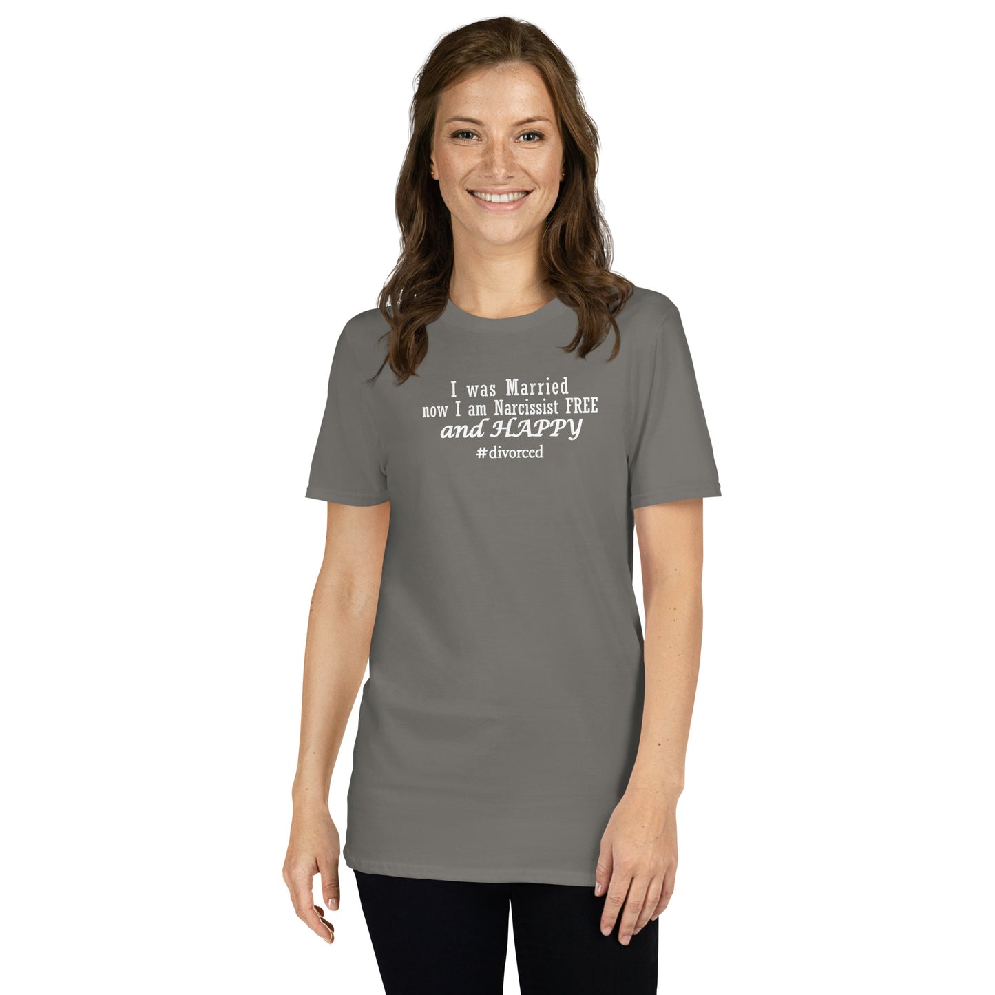 I Was Married, Now I Am Narcissist Free & Happy Unisex Tee by EraofInk