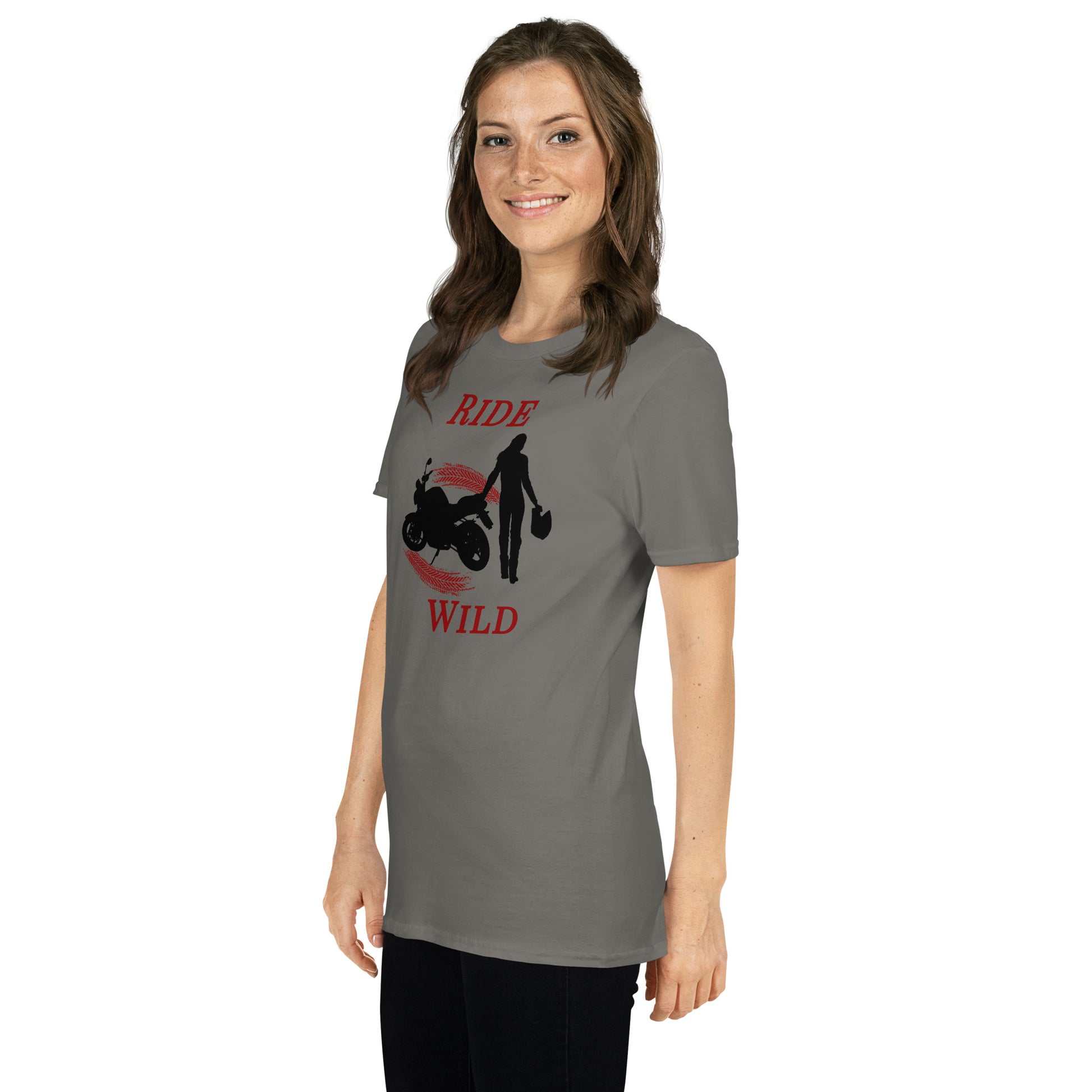 Ride Wild Motorcycle Biker Girl Unisex Tee by EraofInk