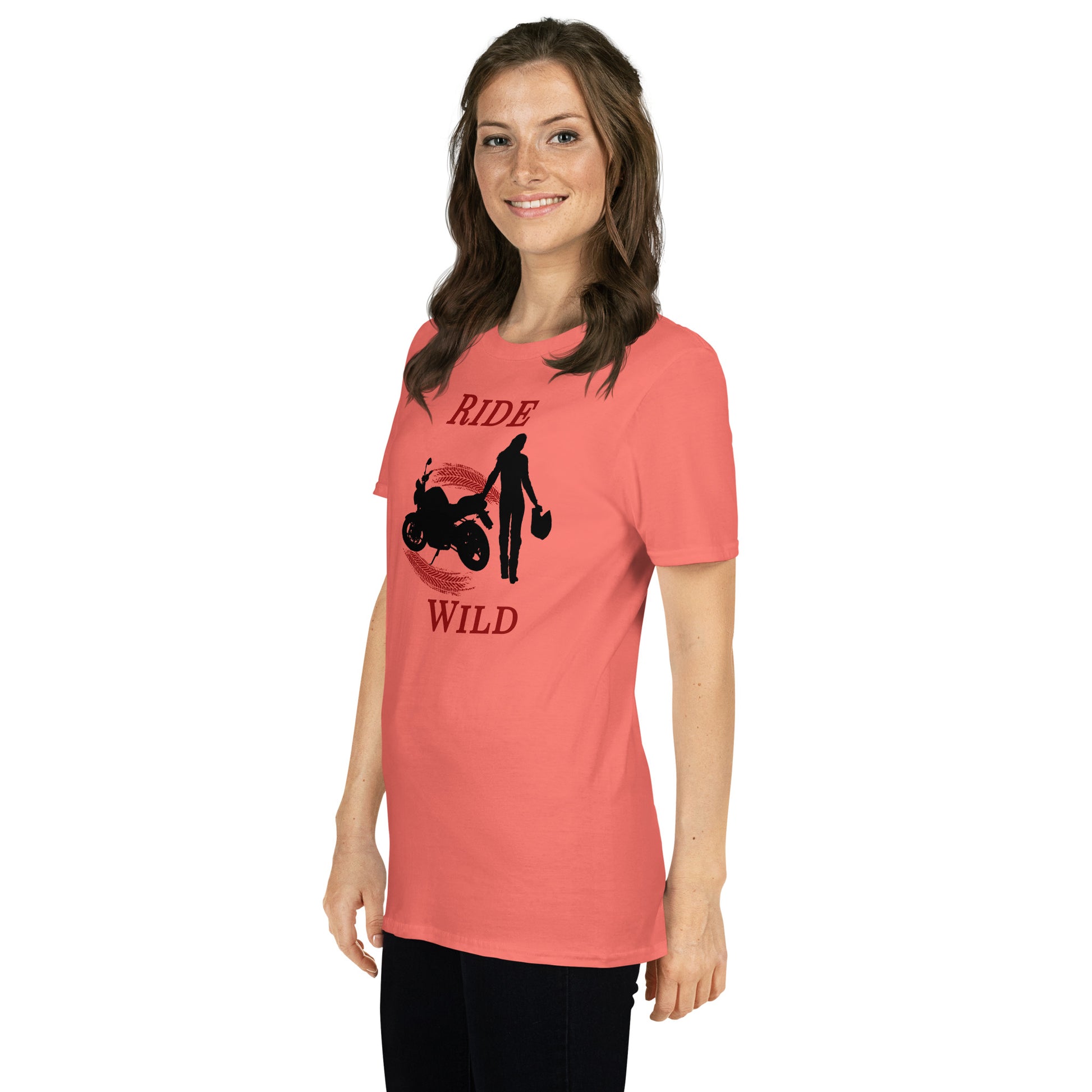 Ride Wild Motorcycle Biker Girl Unisex Tee by EraofInk