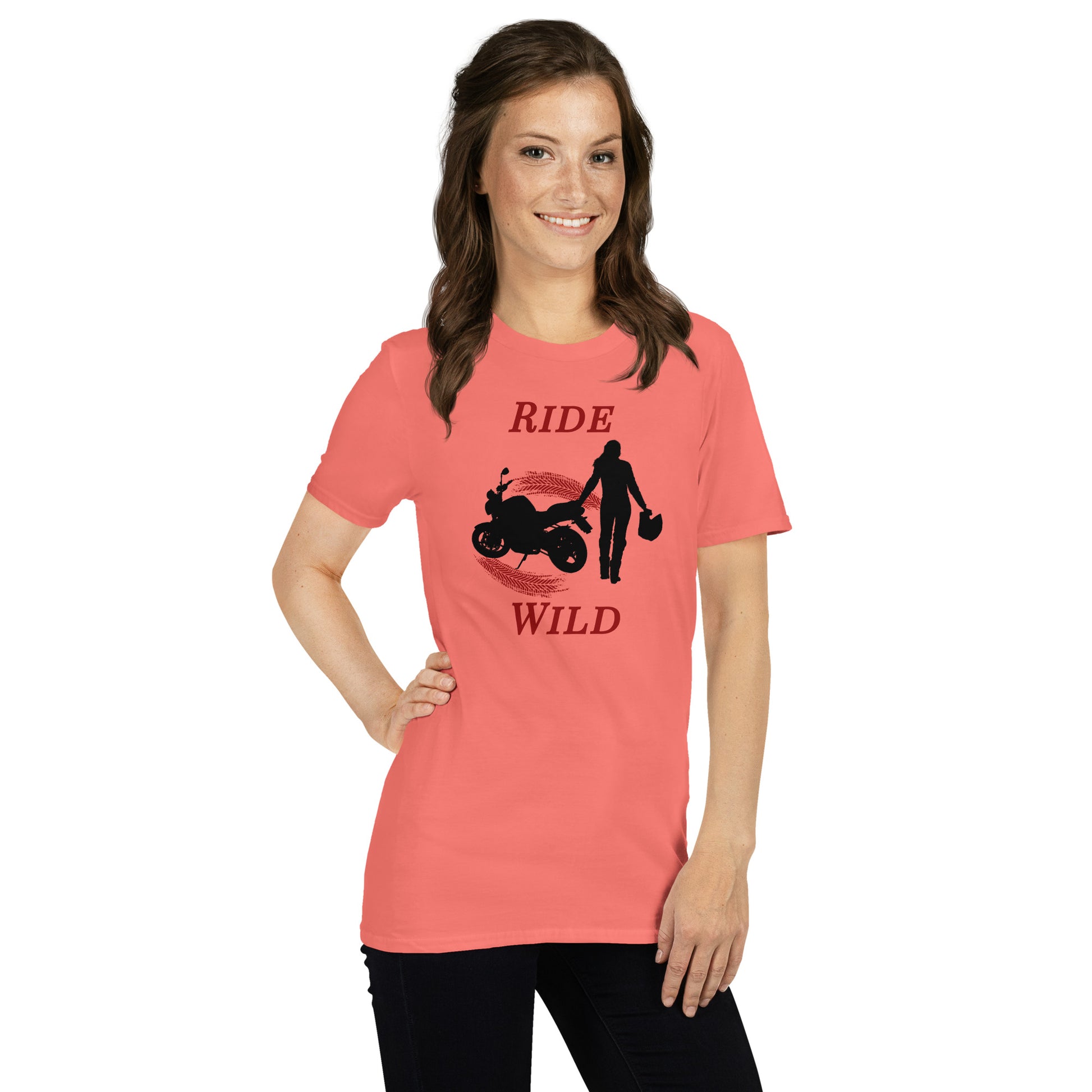 Ride Wild Motorcycle Biker Girl Unisex Tee by EraofInk